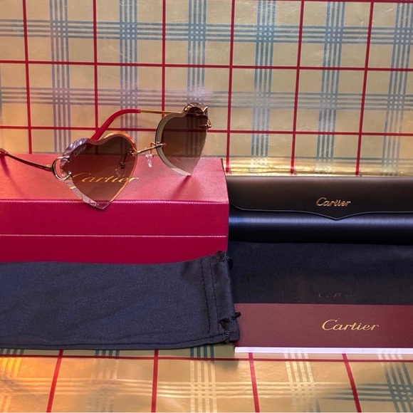 Cartier Accessories - CARTIER BIG C RIMLESS HEATT SHAPED SUNGLASSES